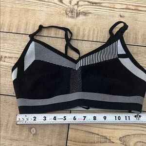 Nike Black and White Striped Low-Impact Sports Bra